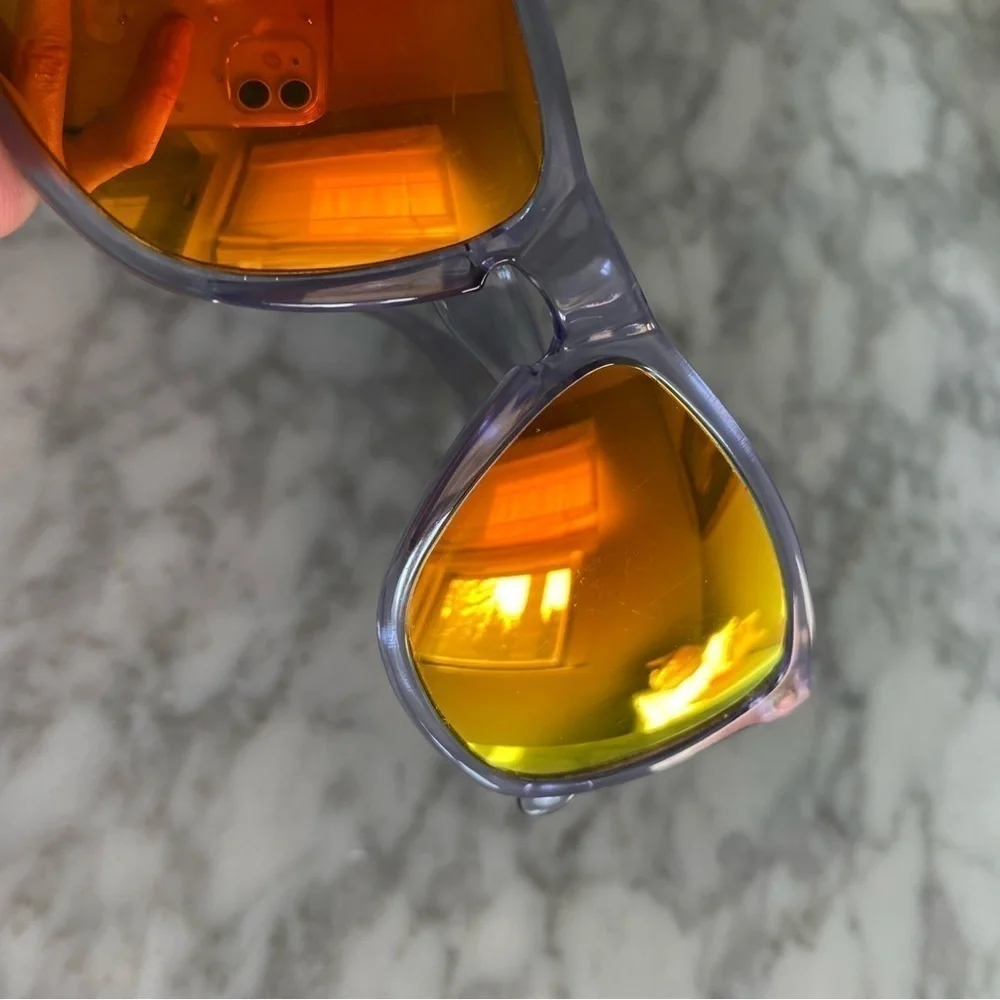 Oakley Frogskin Sunglasses Gen 1 Made in Japan Crystal Clear Orange Iridium Lens
